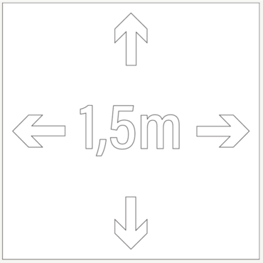 Sjabloon Social Distance 1.5m + pijlen